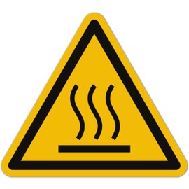 Caution Hot Stickers (Pack of 15, 50 mm) - Danger Symbols Warning of Hot Surface - Warning Heat Warning Sign - Hazard Warning Sticker (Pictograms in accordance with ASR A1.3 / ISO 7010 / W017)