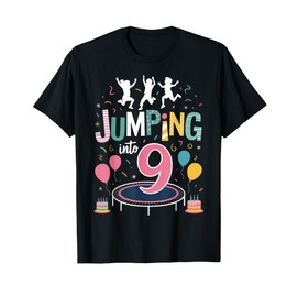 Jumping Into 9 Birthday Party Trampolining Trampoline T-Shirt