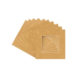 5x5 Mat For 7x7 Frame - Precut Beige Suede Square Shaped Photo Mat Board Opening - Acid Free Matte and Bevel Cut for Family Photos, Pack of 25 Matboards Show Kit With Acid Free Backings & Clear Bags