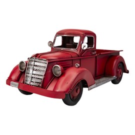 Berfutall-13'' Iron Classic Red Truck Pick-up Model Collectible Vehicle Decoration, Metal Truck Christmas Decor ，Unique Blend of Vintage, Rustic, Farmhouse Truck Decor for Table Top Decor. (H)