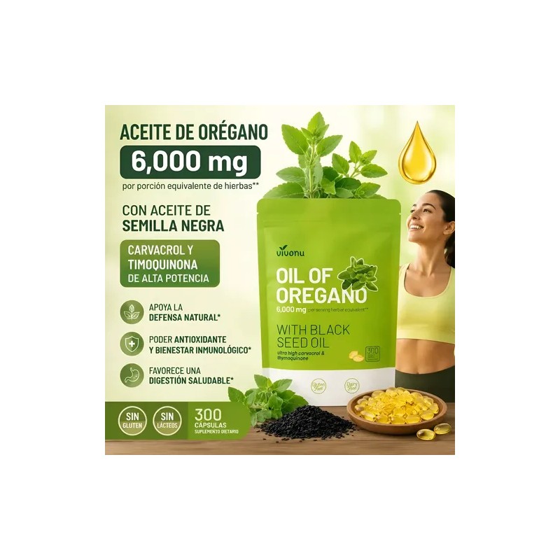 Aceite De Orégano En Cápsulas 6000mg Con Semilla Negra