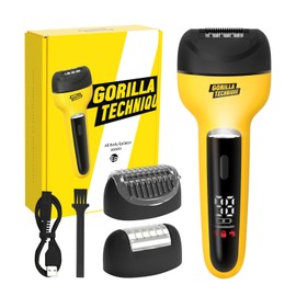 Gorilla Technique 3-in-1 Epilator, Wet & Dry Facial & Body Hair Removal Device, Cordless Rechargeable Electric Tweezers & Shaver & Callus Remover for Women & Men, One, Black & Yellow (2000V)