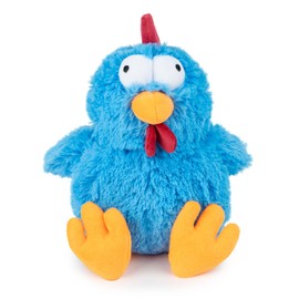 Best Pet Supplies Interactive Squeaky Dog Chew Toy, Ideal Dog Toys for Chewers, Small, Medium & Large Dogs, and Fetch Lovers - Mrs. Cluck (Blue), Large