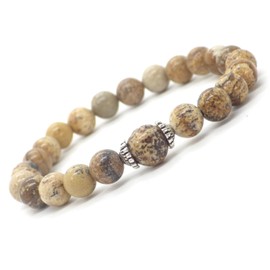 Damenarmband aus braunen Jaspisperlen und tibetischen Perlen