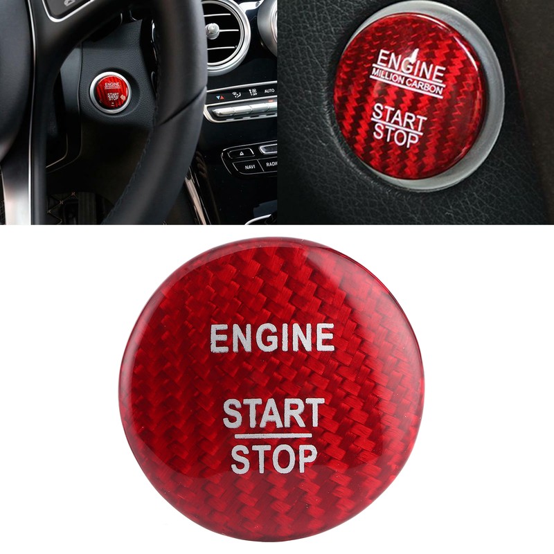 Carbon Fiber Engine Start Stop Button Cover Trim Fit for