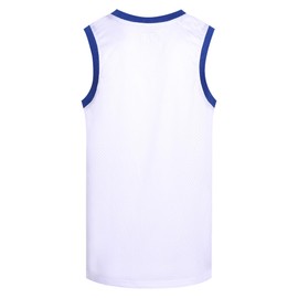 Pullonsy Men's Women's Basketball Jersey Classic Retro Mesh Sport Uniform Tank Top Training Athletic Workout T-Shirt,Royal Neck-White Jersey,Size Large