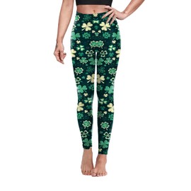 color cosplayer St. Patrick's Day Leggings Shamrock Stretchy Tights Yoga Pants for Women