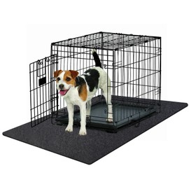 Dog Crate Pad - Non-Slip, Waterproof, Absorbent Dog Playpen Mat - Crate Pad Liner Protect Floors - Soft, and Reusable -Dog Crate Mat Ideal for Puppies and Senior Dogs (Black, 24" x 36")