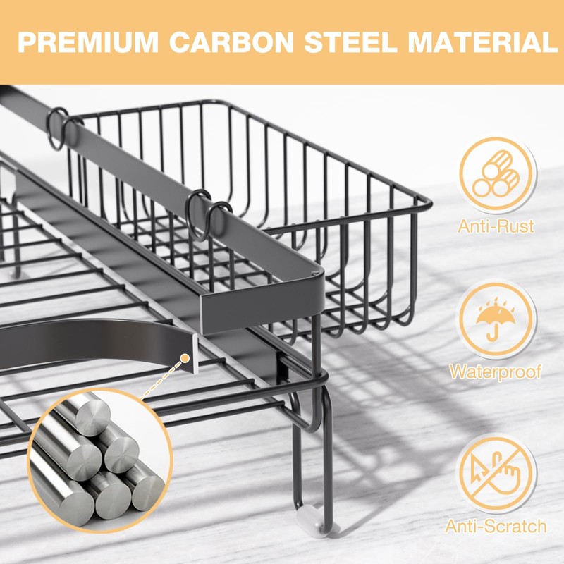 Dish Drying Rack Extendable Dish Rack Rustproof Carbon Steel with
