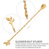 AnSaw Gold 10-Inch Stainless Steel Cocktail Spoon with Leaf Handle