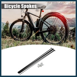TUCKBOLD 12 Pcs 14G J Bend 293mm Bike Bicycle Spokes with Nipples Black Automotive Parts