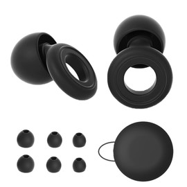 1 Paar Ohrstöpsel, Wiederverwendbare Silikon-Schlafstöpsel mit 28dB Geräuschreduktion - 3 Paar auswechselbare Silikonspitzen (S/M/L), Waschbar, Komfortabel für Schlafen, Reisen & Lernen (Schwarz)