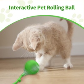 Poxtedsr 1pcs Smart Interactive Pet Toy Ball, Self Rolling Dog Ball Interactive Cat Toys, 360° Smart Automatic Rolling Ball Toy for Dogs Cats Indoor Outdoor Play (Red)