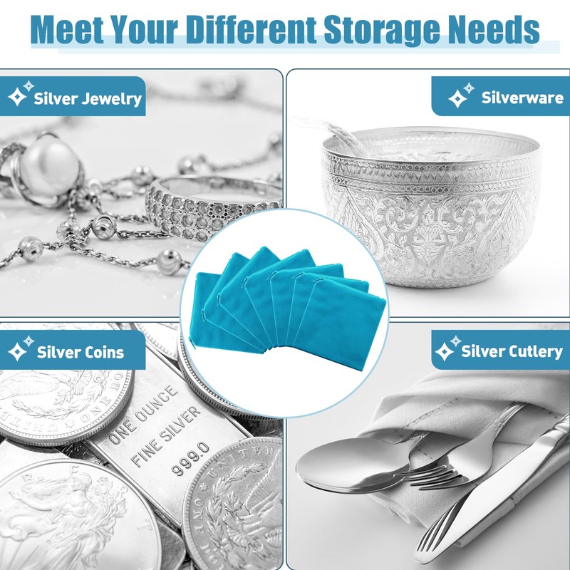 Geosar 24 Pcs Silver Storage Bags, Christmas Anti Tarnish Jewelry