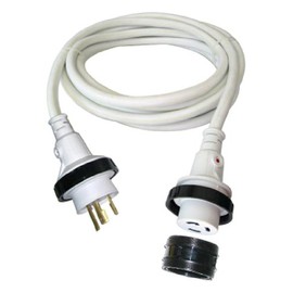 Conntek 17101-050RE 30Amp NEMA L5-30P to NEMA L5-30R Marine Shore Power with Light Indicator (White, 50-Feet)