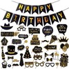 Black and Gold Party Decorations 36 Pcs Black and Gold