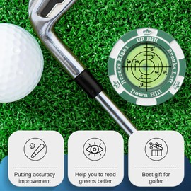 AOMZKOL Golf Green Reader, Golf Ball Marker with High Precision Horizontal Bubble, Putt Aid Golf Accessories Tool Men Women (Lite - Green & White)