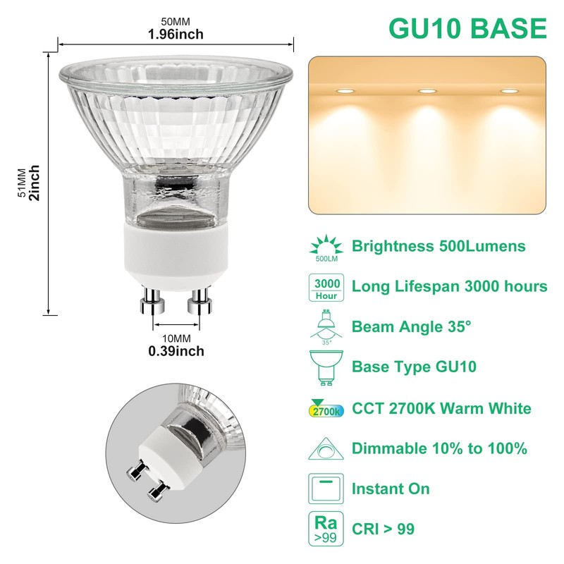 GODONLIF GU10 Halogen Bulb 120V 50W Halogen Light Bulbs for