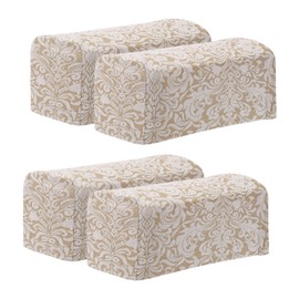 sourcing map 4Pcs Stretch Armrest Covers, Polyester Jacquard Soft Couch Arm Slipcovers Anti-Slip Furniture Protector for Chairs Couch Sofa Recliner, Apricot