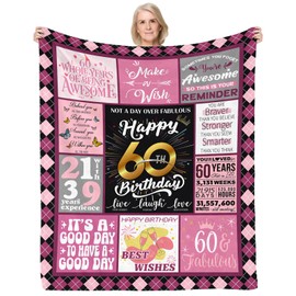 CAPRIFIC 60th Birthday Gifts for Women Blanket 60”X50”,60th Birthday Gifts for Her,Auntie Birthday Gifts Ideas for Women,Birthday Presents for Women,Grandma Birthday Gifts,Birthday Presents for Mum