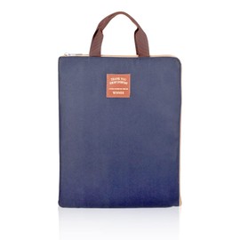 iSuperb A4 ドキュメントバッグ 文書カバー ドキュメントケース iPad収納バッグ 手提げバッグ ビジネス 整理バッグ ナイロン製 オフィス用品 a4 ファスナーケース 男女兼用 旅行用 出張 5色入り (ネイビー)