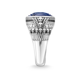 Thomas Sabo Unisex Ring Ethnic Skulls Blue 925 Sterling Silver, Blackened TR2204-534-1