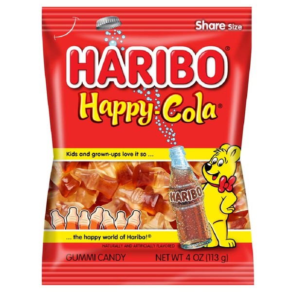 Haribo Gummi Candy, Happy-Cola, 4 Ounce.Pack of 12