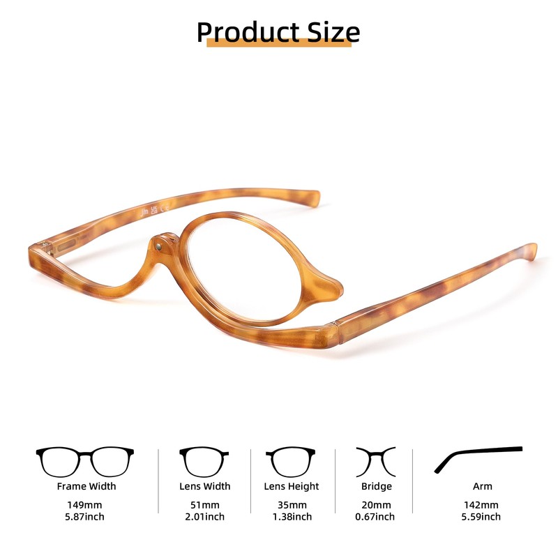 JM 2 Pairs Makeup Reading Glasses Magnifying Flip Down Cosmetic
