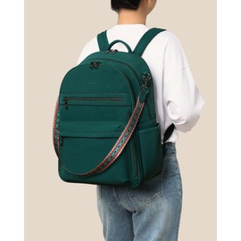 FADEON 15.6 inch Laptop Backpack Purse for Women Designer PU Leather Computer Backpacks Fashion for Work Travel Green