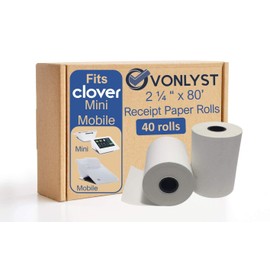 Vonlyst Receipt Paper for Clover Mini and Clover Mobile Thermal Printer 2 1/4 x 80 (40 rolls)