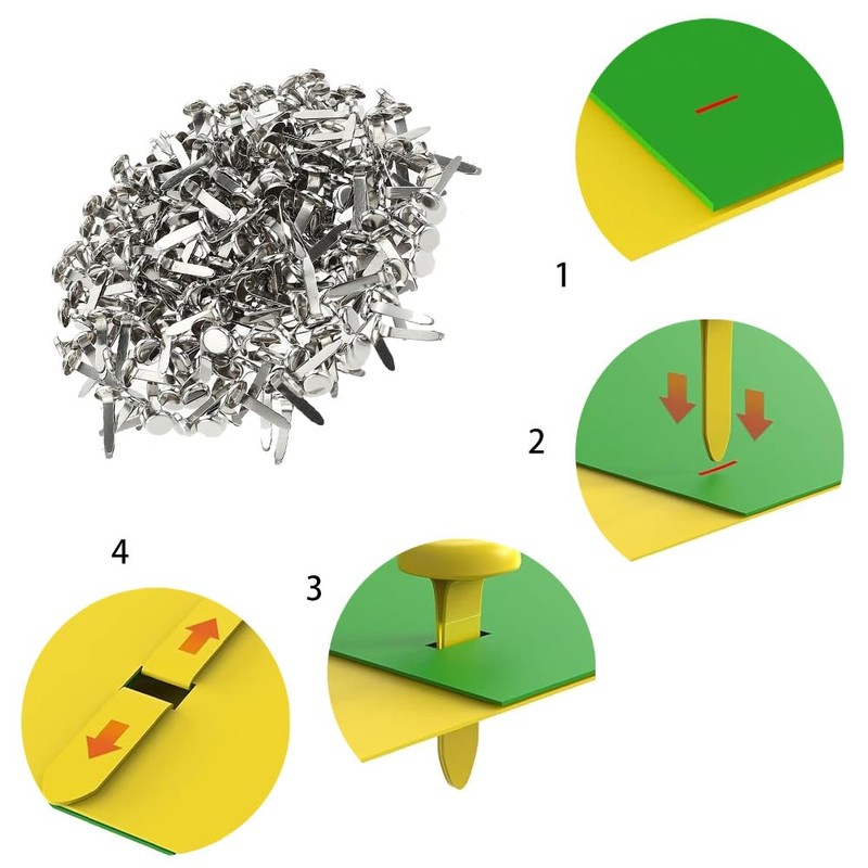 ANYUANKW Pack of 300 Mini Brads Pattern Clips Metal Silver