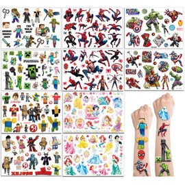 GSXNKK Tattoos for Kids,Kids Tattoos Boys Girls,Waterproof Temporary Tattoo Stickers for Kid Birthday Party Bag Filler,Party School Rewards Gifts for Kids (‎Mixed 10 sheets)