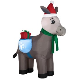 5' Gemmy Airblown Inflatable Christmas Donkey w/ Saddle Gift Bag Yard Decoration 19114