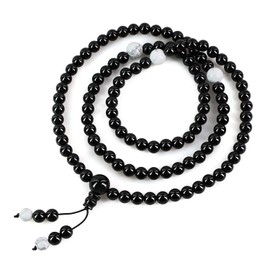 COAI Unisex 108 Mala Prayer Beads, Onyx howlite, Onyx