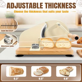 Manual Bread Slicer for Homemade Sourdough Bread, Hand Crank Bread Cutter with Scale Line & Suction Cup & Metal Guide, Sourdough Bread Slicer with Bread Bag, Adjustable Thickness & Evenly Slicing