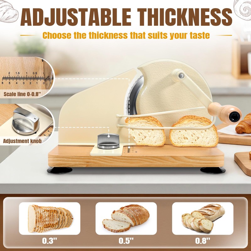 Manual Bread Slicer for Homemade Sourdough Bread, Hand Crank Bread