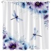 Retro Floral Dragonfly Shower Curtain Spring Blue Purple Flowers and