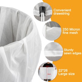Brew Bags Reusable - 3 Pack 26" x 22" Large Filter Bags Mesh Filter Strainer Bag for Home Brewing with Adjustable Drawstring 250 Micron 60 Mesh 5 Gallon Mesh Bag