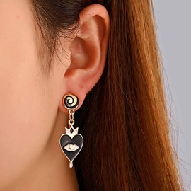 Inilbran Boho Evil Eye Earrings Vintage Spiral Demon Eye Earrings Black Eye Chain Drop Earrings Punk Disc Stud Earrings Jewellery for Women and Girls, Zinc