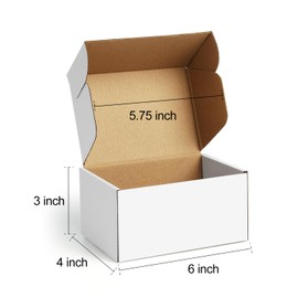 Poever Shipping Boxes 6x4x3 inches Small Mailing Boxes 50 Pack White Cardboard Corrugated Box Mailers