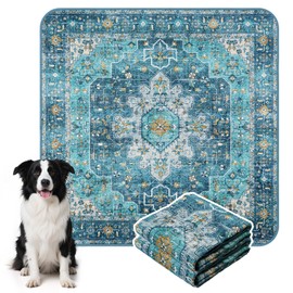 HAOCOO Washable Pee Pads for Dogs, (2 Pack) 3Ft x 3Ft Reusable Puppy Training Pads Super Absorbent Waterproof Whelping Pads,Blue Non-Slip Leakproof Potty Pads for Pet Housebreaking