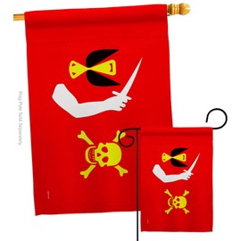 Americana Home & Garden Christopher Moody Garden House Flag Set Coastal Pirate Ship Skull Treasure Map Carribean Jolly Blackbeard Jack Decoration Banner Small Yard Gift Double-Sided, Made in USA