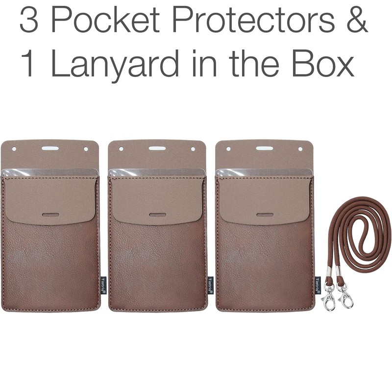 Tintris Pocket Protector, 3 Pack Leather Pen Pencil Holder Pouch