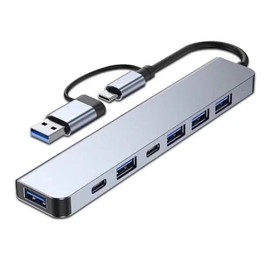 Multibao 8 in 1 USB Hub Type C Multiport To 4 USB 3.0 Port SD HDMI Adapter Switcher with SD, TF, USB 3.0, USB 2.0, 3.5 mm Audio ports, Hub USB C for MacBook Air/Pro, Galaxy, Pad