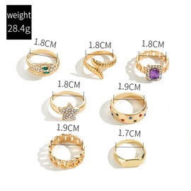 GIGB PBDK Chunky Gold Boho Ring Set for Women Fashion Adjustable Rhinestone Snake Knuckle Statement Ring Exaggerated Stackable Star Finger Ring Wedding Jewelry (Gold)