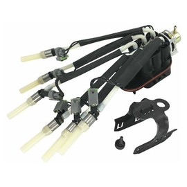 Central Spider Fuel Injector Conversion Assembly with Bracket - with 6 Injectors and Poppets - Compatible with 1999-2006 Chevy Silverado 1500 4.3L V6