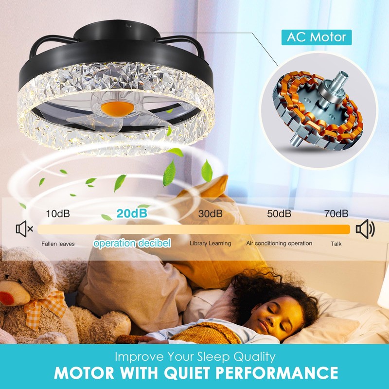 Mpayel RGB Ceiling Fans with Lights and Remote, 13'' Low