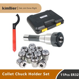 kimllier ER32 R8 Collet Chuck Holder Set with 11Pcs ER32 3-19MM Collet Set and Wrench Fit for CNC Engraving Machine and Milling Lathe Tool