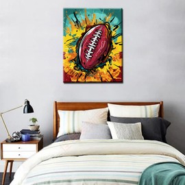 Graffitic American Football Paint by Numbers for Adults Kids on Canvas Ball Sport Wall Art for Bedroom DIY Burning Pop Art Oil Painting Acrylic Paints Modern Home Decor 16x20inch Gift(Frameless)