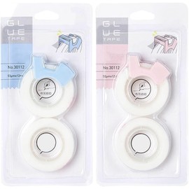 2 Pcs Cute Multifunctional Invisable Tape Set with Refillable Tape Dispenser Writable Tape Office School Stationery Supplies Refill Rolls Holder Core Desktop Office Tape Dispensers 2 Inch